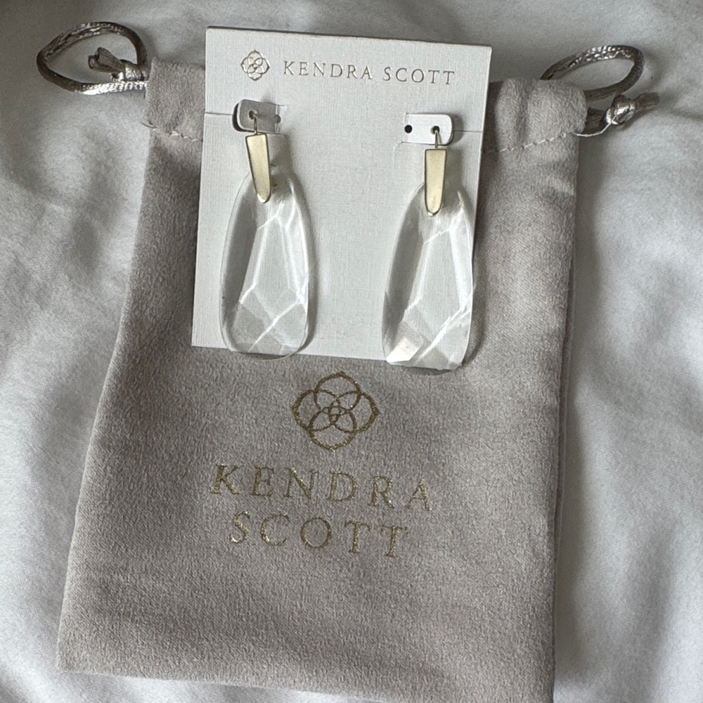 Kendra Scott Gold and Clear Drop Earrings